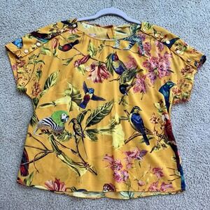 LEIFSDOTTIR Anthropologie Size 4 Floral Silk Lightweight Top Colorful Bohemian